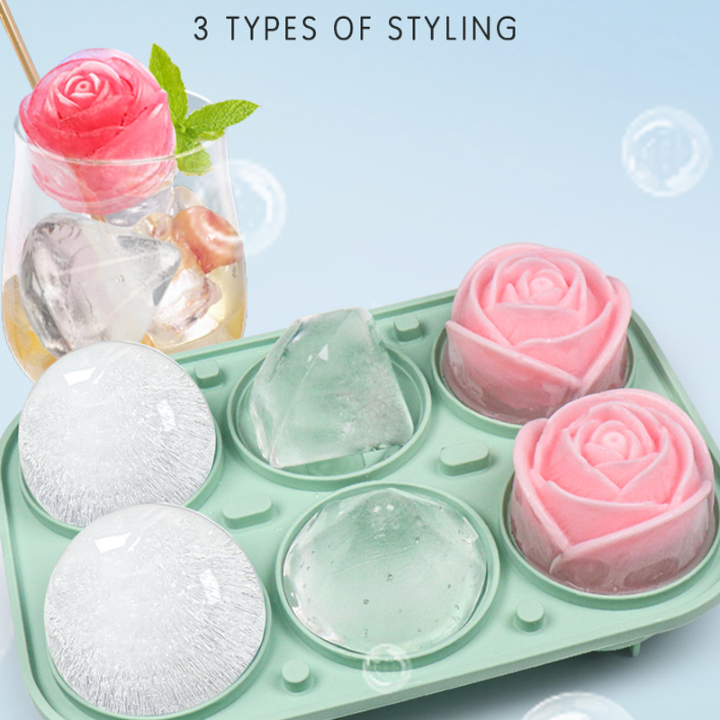 Kitchen Appliances Holder - 3D Rose Diamond Round Ice Cube